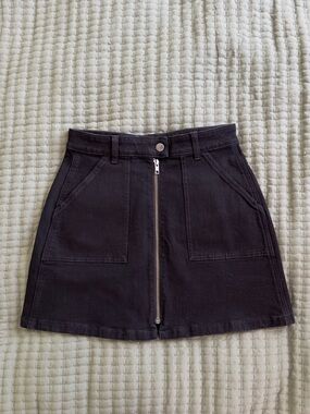 Madewell Black Front-Zip Mini Skirt